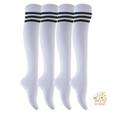 Lian LifeStyle Women's 4 Pairs Adorable Thigh High Cotton Socks RX Size 6-9