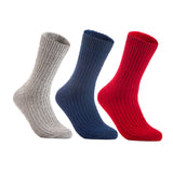 Lian LifeStyle Gorgeous Big Girls Women's 3 Pair Wool Crew Socks Size 6-9 FS03, Color (LightGrey,NavyBlue,Red)