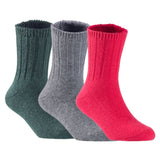 Children's Durable, Stretchable, Thick & Warm Wool Crew Socks. Perfect as Winter Snow Sock and All Seasons FS01, 3 Pair, Size 4Y-6Y, DarkGrey, Grey, Red