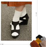 Lian LifeStyle Attractive Women's 6 Pairs Mid Calf Cotton Socks HR1756 Size 6-9