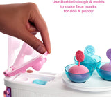 Barbie Face Mask Spa Day Playset with Brunette Barbie Doll, Puppy, 3 Tubs of Barbie Dough and 10+ Accessories to Create and Remove Face Blemishes on Doll and Puppy, Gift for Kids 3 to 7 Years Old