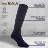 Lian LifeStyle Fascinating Children's 1 Pair Knee High Wool Blend Boot Socks Resistant, Comfortable and Health Focused FS02 Size M (2-4Y) (Navy)