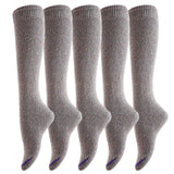 Lian LifeStyle Women's 5 Pairs Awesome, Breathable, Fancy and Cozy Knee High Cotton Boot Socks HR158212 Size 6-9(Grey)