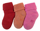 Lian LifeStyle Children 3 Pairs Fascinating Wool Socks, Resistant, Comfortable and Health-Focused Size 0M-6M (Rose, Orange, Red)
