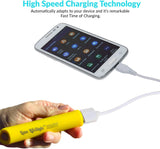 Lian LifeStyle Exceptional Portable Phone Charger w/USB Output - 2600 mAh Ultra High Capacity Lipstick Power Bank, High-Speed Charging for iPhone, iPad, Samsung & Other Cell Phones - Y7 Yellow