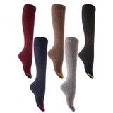 Lian LifeStyle Women's 5 Pairs Awesome Breathable Fancy and Cozy Knee High Cotton Boot Socks Size 6-9 (Random Color)