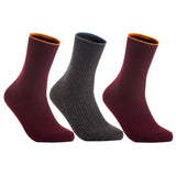 Lian LifeStyle Women's 3 Pairs Cute & Comfortable Wool Crew Socks Size 6-9 HR1612, Color (Claret, DarkGrey, Wine)
