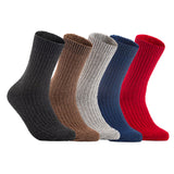 Lian LifeStyle Gorgeous Big Girls Women's 5 Pair Wool Crew Socks Size 6-9 FS03, Color (Black,Brown,LightGrey,NavyBlue,Red)