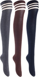 Lian LifeStyle Women's 3 Pairs Adorable Comfortable Soft Thigh High Over Knee High Cotton Socks Size 6-9 L1022(Navy)