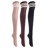 Lian LifeStyle Big Girl's Women's 3 Pairs Thigh High Cotton Socks Size 6-9 L1022