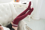 Lian LifeStyle Women's 5 Pairs Adorable Comfortable Soft Thigh High Over Knee High Cotton Socks Size 6-9 L1023(Black,Cofe,Khaki,White,Wine)