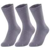Lian LifeStyle Men's 3 Pairs Extra Thick Wool Blend Socks Plain Color Size 9-11
