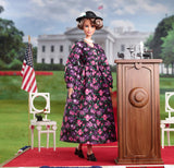 Barbie Inspiring Women Eleanor Roosevelt Doll 12-inch Wearing Floral Dress, with Doll Stand & Certificate of Authenticity, Gift for Kids & Collectors