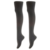 AATMart Women's 2 Pairs Awesome Comfortable Soft & Super Durable Thigh High Cotton Socks | Perfect as Winter & Spring Socks J1025 Size 6-9(Black)