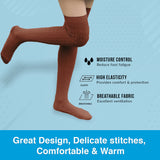 AATMart Awesome Women's 4 Pairs Thigh High Cotton Socks Soft, Super Durable Perfect as Winter Socks ATT1024 Size 6-9 (Coffee)