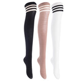 Lian LifeStyle Big Girl's Women's 3 Pairs Thigh High Cotton Socks Size 6-9 L1022