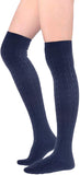 Lian LifeStyle Women's 3 Pairs Adorable Comfortable Soft Thigh High Over Knee High Cotton Socks Size 6-9 L1024(Navy)