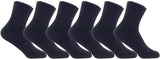 Lian LifeStyle Men's 6 Pairs Knitted Wool Blend Crew Socks LK08 Size Size 6-9 (Black)