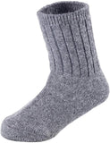 Children's Durable, Stretchable, Thick & Warm Wool Crew Socks. Perfect as Winter Snow Sock and All Seasons FS01, 2 Pair, Size 4Y-6Y, Grey, Red