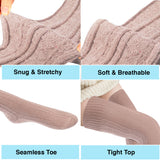 AATMart Women's 2 Pairs Awesome Comfortable Soft & Super Durable Thigh High Cotton Socks | Perfect as Winter & Spring Socks J1025 Size 6-9(Beige)