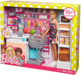 Barbie Doll, Blonde, and Grocery Store with Rolling Cart and Working Belt