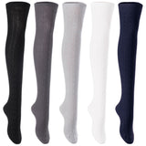Lian LifeStyle Big Girl's Women's 5 Pairs Knee Thigh High Socks L1024 Size 6-9