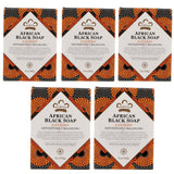 Authentic All Natural African Black Soap for Dark Spots, Eczema Relief, Hyperpigmentation Treatment, Psoriasis Moisturizer & Skin Care Health - Effective Exfoliating Bar Soap for Deep Cleansing 5 OZ Per Pack, Pack of 5