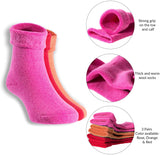 Lian LifeStyle Children's 3 Pairs Wool blend Crew Socks Plain Color Size (OM-24M)