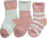 Lian LifeStyle Children's 3 Pairs Premium Cotton Crew Socks Stripes Size(0Y-2Y)