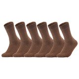 AATMart Women's 6 Pairs Outstanding Quality Wool Socks | Breathable Lightweight Crew Socks Good as Hiking & Running Socks FS03 Size 6-9 (Brown)