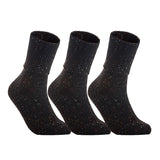 Lian LifeStyle Big Girl's 3 Pair's Exceptional High Crew Wool Socks Non Slip, Cozy and Cool HR1412 Size 6-9 (Black)
