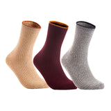 Lian LifeStyle Women's 3 Pairs Cute & Comfortable Wool Crew Socks Size 6-9 HR1612, Color (Beige, Claret, Grey)
