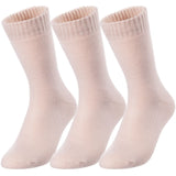 Lian LifeStyle Men's 3 Pairs Extra Thick Wool Blend Socks Plain Color Size 9-11
