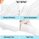 Lian LifeStyle Women's Socks - Comfortable And Fashionable Thigh High Cotton Socks for everyday relaxed feet - 2 Pairs - LW1025 Size 6-9 - Cream.