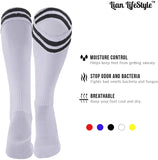 Lian LifeStyle Exceptional Girl's 1 Pair Knee High Sports Socks for Soccer, Softball, Baseball, and Many Other Sports XL002 Size XXS White