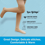 Lian LifeStyle Exquisite Big Girl's Women's 3 Pairs Thigh High Cotton SocksFemale Socks Colors 6-9 L1024(Beige)