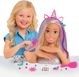 Barbie Deluxe 20-Piece Glitter and Go Styling Head, Blonde Hair and Unicorn Headband