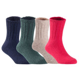 Children's Durable, Stretchable, Thick & Warm Wool Crew Socks. Perfect as Winter Snow Sock and All Seasons FS01, 4 Pair, Size 4Y-6Y, Navy, DarkGrey, Biege, Red