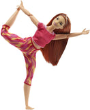 Barbie Made to Move Doll, Curvy, with 22 Flexible Joints Long Straight Red Hair Wearing Athleisure-wear for Kids 3 to 7 Years Old