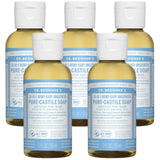 Undiluted Pure Castile Liquid Soap in Unscented: 18-in-1 All Natural Soap w/ Organic Essential Oil Unscented, All Purpose Castile Soap for Skincare, Hand Wash, Cleaning & More, 2 Fl OZ Bottle
