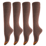 Lian LifeStyle Women's 4 Pairs Awesome, Breathable, Fancy and Cozy Knee High Cotton Boot Socks HR158212 Size 6-9 (Coffee)