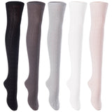 Lian LifeStyle Big Girl's Women's 5 Pairs Knee Thigh High Socks L1024 Size 6-9