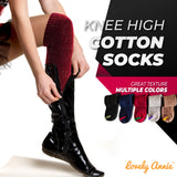 Lovely Annie 5 Pairs Cute Knee High Cotton Socks for Women. Cozy, Fluffy, and Fancy With a Wide Color And Size Range LA8212 Size 6-9 (Wine)