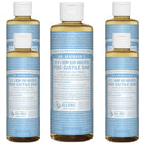 Undiluted Pure Castile Liquid Soap in Baby Unscented: 18-in-1 All Natural Soap w/ Organic Essential Oil Baby Unscented, All Purpose Castile Soap for Skincare, Hand Wash, Cleaning & More, 8 Fl OZ Bottle