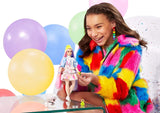 Barbie Extra Doll #2 in Shimmery Look with Pet Puppy, Pink & Purple Fantasy Hair, Layered Outfit & Accessories Including Neon Beanie, Multiple Flexible Joints, Gift for Kids 3 Years Old & Up