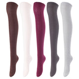 Lovely Annie Women's 5 Pairs Incredible Durable Super Soft Unique Over Knee High Thigh High Cotton Socks Size 6-9 A1024(Random)
