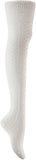 Lian LifeStyle Women's Socks - Comfortable And Fashionable Thigh High Cotton Socks for everyday relaxed feet - 2 Pairs - LW1025 Size 6-9 - Cream.