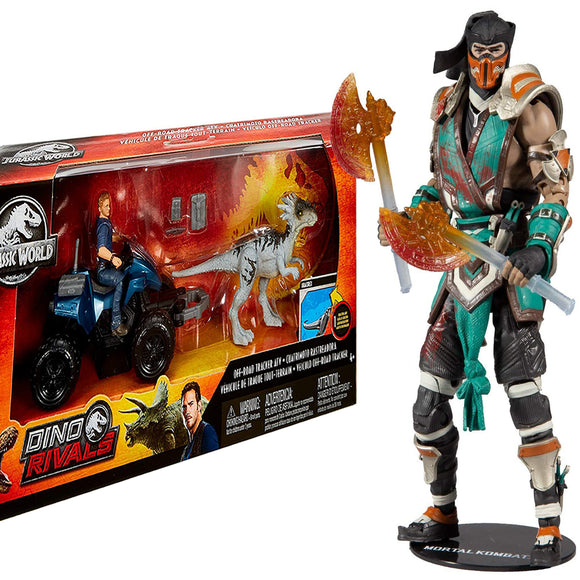 World Deluxe Story Pack Off-Road Tracker ATV + Toys Mortal Kombat Sub Zero Bloody Frozen Over Skin 7” Action Figure, Pack of 2
