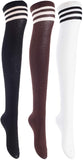 Lian LifeStyle Women's 3 Pairs Adorable Comfortable Soft Thigh High Over Knee High Cotton Socks Size 6-9 L1022(Black, Coffee, White)
