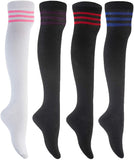 Lian LifeStyle Women's 4 Pairs Adorable Thigh High Cotton Socks RX Size 6-9